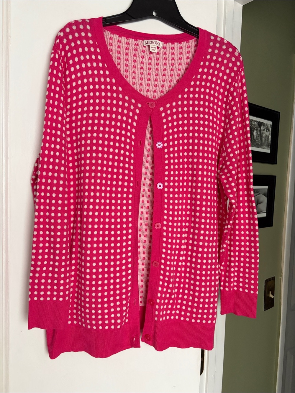 Merona Hot Pink Polka Dot Button-Up Cardigan